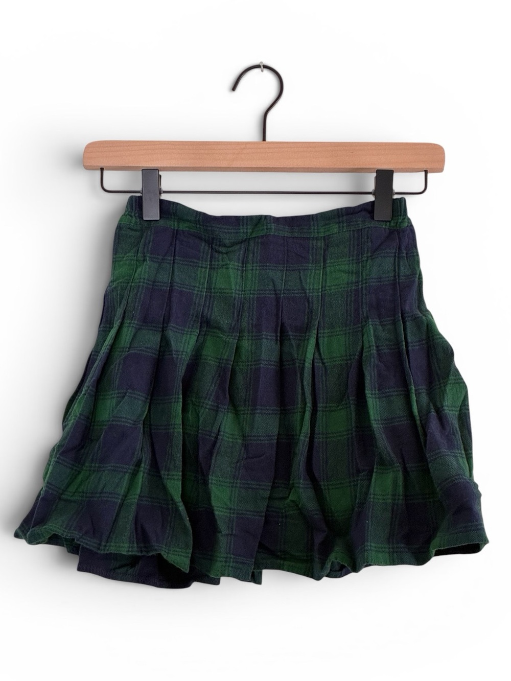 Flannel pleated mini school uniform skirt built in short elastic waist 13/14